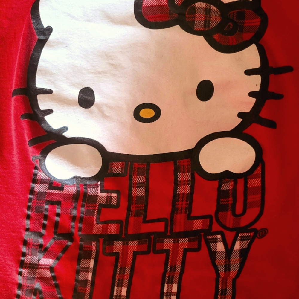 hello kitty y2k red plaid basic tank top - Picture 2 of 4